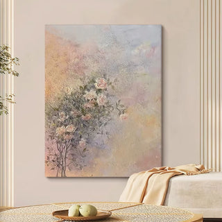Hand-Painted Soft Abstract Floral Painting | Muted Pastel Tones | Serene Living Room Wall Art