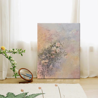 Hand-Painted Soft Abstract Floral Painting | Muted Pastel Tones | Serene Living Room Wall Art