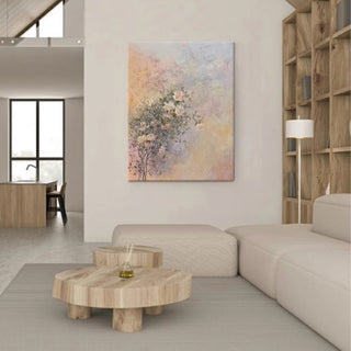 Hand-Painted Soft Abstract Floral Painting | Muted Pastel Tones | Serene Living Room Wall Art