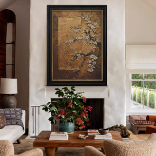 Hand-Painted Traditional Blossom Tree Spring Bloom Wall Art | Classic Black Framed