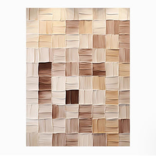 Hand-painted 3D Textured Impasto Geometric Wall Art | Mixed Neutral Tones & Accent | Modern Abstract Blocks
