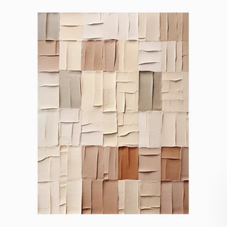 Hand-painted 3D Textured Impasto Geometric Wall Art | Mixed Neutral Tones & Accent | Modern Abstract Blocks