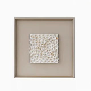 Handcrafted 3D Natural Shell Mosaic Art |Coastal Inspired Elegant Square Framed Shell Wall Art