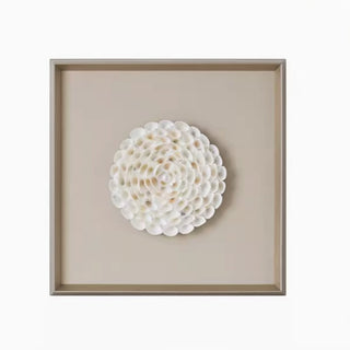 Handcrafted 3D Natural Shell Mosaic Art |Coastal Inspired Elegant Square Framed Shell Wall Art