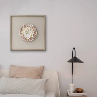 Handcrafted 3D Natural Shell Mosaic Art |Coastal Inspired Elegant Square Framed Shell Wall Art