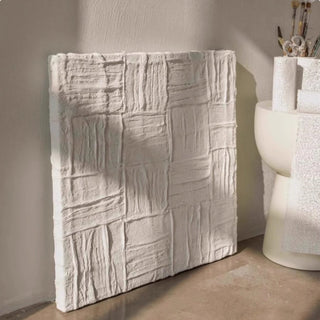 Handcrafted Heavy Textured Impasto White Wall Art | 3D Plaster Effect Relief | Modern Zen Minimalist Decor