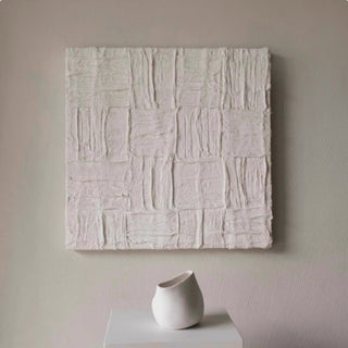 Handcrafted Heavy Textured Impasto White Wall Art | 3D Plaster Effect Relief | Modern Zen Minimalist Decor