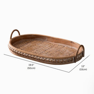 Handwoven Nesting Oval Woven Trays | Natural Rattan awith Handles | Versatile Rustic Serving