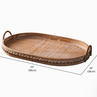 Handwoven Nesting Oval Woven Trays | Natural Rattan awith Handles | Versatile Rustic Serving