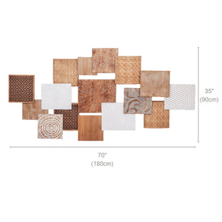 Handwoven Wood & Rattan Geometric 3D Wall Art | Natural Rustic Chic Hand-Braided Textured Décor