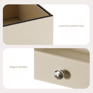 Jewelry & Cosmetic Organizer with Drawer | Elegant White / Beige & Black Trim Organizer