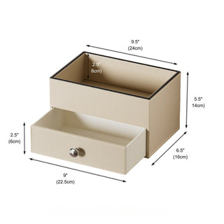 Jewelry & Cosmetic Organizer with Drawer | Elegant White / Beige & Black Trim Organizer