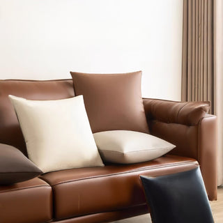 Luxe Saddle Smooth Leather Throw Pillow | Ultra‑Plump Fill | Buttery Soft Feel | Easy‑Clean Cushion | Lumbar (Chocolate)