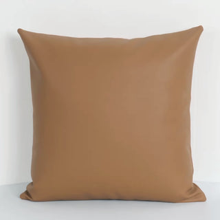 Luxe Saddle Smooth Leather Throw Pillow | Ultra‑Plump Fill | Buttery Soft Feel | Easy‑Clean Cushion | Square (Caramel)
