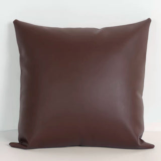Luxe Saddle Smooth Leather Throw Pillow | Ultra‑Plump Fill | Buttery Soft Feel | Easy‑Clean Cushion | Square (Chocolate)