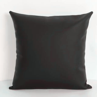 Luxe Saddle Smooth Leather Throw Pillow | Ultra‑Plump Fill | Buttery Soft Feel | Easy‑Clean Cushion | Square (Black)