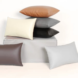 Luxe Saddle Smooth Leather Throw Pillow | Ultra‑Plump Fill | Buttery Soft Feel | Easy‑Clean Cushion | Square (Chocolate)