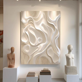 Luxury 3D White Wave Wall Art | Textured Sculptural Design | Gallery Style Home Decor