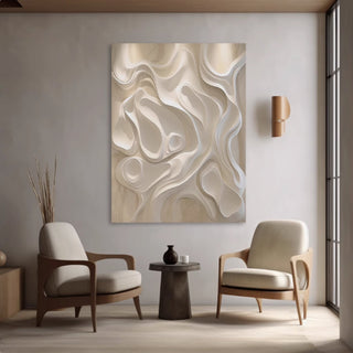 Luxury 3D White Wave Wall Art | Textured Sculptural Design | Gallery Style Home Decor