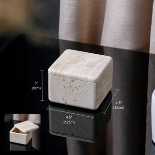 Luxury Bathroom Counter Beige Travertine Stone Organizer Set | Spa-Inspired Toiletries Tray, Liquid Soap Dispenser & Tumbler Set