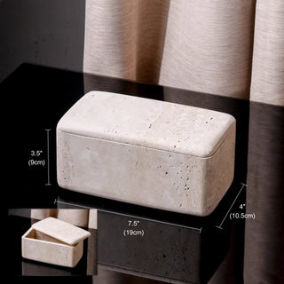 Luxury Bathroom Counter Beige Travertine Stone Organizer Set | Spa-Inspired Toiletries Tray, Liquid Soap Dispenser & Tumbler Set