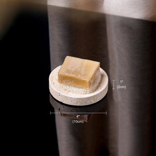 Luxury Bathroom Counter Beige Travertine Stone Organizer Set | Spa-Inspired Toiletries Tray, Liquid Soap Dispenser & Tumbler Set
