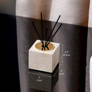 Luxury Bathroom Counter Beige Travertine Stone Organizer Set | Spa-Inspired Toiletries Tray, Liquid Soap Dispenser & Tumbler Set