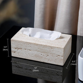Luxury Bathroom Counter Beige Travertine Stone Organizer Set | Spa-Inspired Toiletries Tray, Liquid Soap Dispenser & Tumbler Set