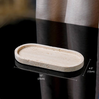 Luxury Bathroom Counter Beige Travertine Stone Organizer Set | Spa-Inspired Toiletries Tray, Liquid Soap Dispenser & Tumbler Set