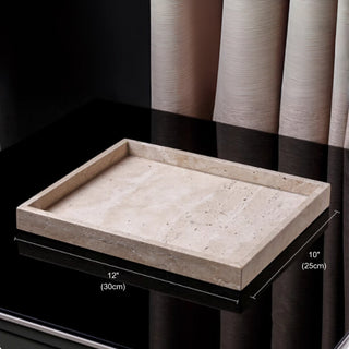 Luxury Bathroom Counter Beige Travertine Stone Organizer Set | Spa-Inspired Toiletries Tray, Liquid Soap Dispenser & Tumbler Set