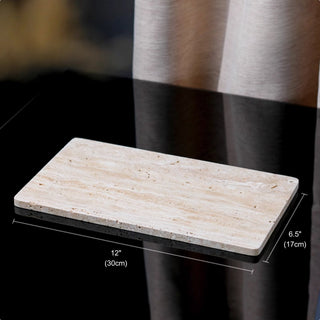 Luxury Bathroom Counter Beige Travertine Stone Organizer Set | Spa-Inspired Toiletries Tray, Liquid Soap Dispenser & Tumbler Set