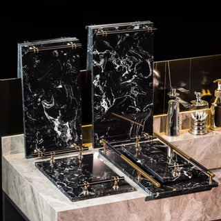 Luxury Black Marble Decorative Tray | for Perfume, Jewelry, or Candle Display