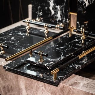 Luxury Black Marble Decorative Tray | for Perfume, Jewelry, or Candle Display
