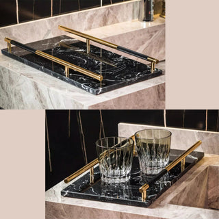 Luxury Black Marble Decorative Tray | for Perfume, Jewelry, or Candle Display