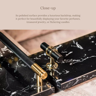 Luxury Black Marble Decorative Tray | for Perfume, Jewelry, or Candle Display
