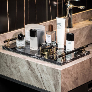 Luxury Black Marble Decorative Tray | for Perfume, Jewelry, or Candle Display