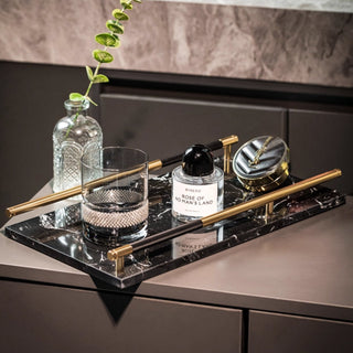 Luxury Black Marble Decorative Tray | for Perfume, Jewelry, or Candle Display