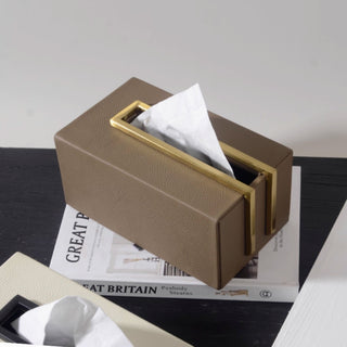 Luxury Brown Leather & Gold Accent Organizer Set | Desktop Storage Solution