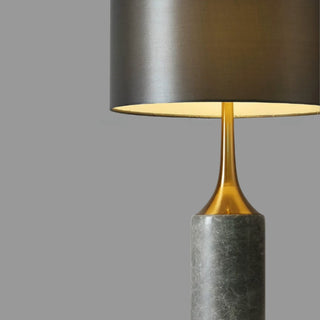 Luxury Dark Grey Natural Marble & Brass Table Lamp | Sophisticated Desk Light