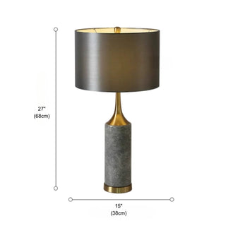 Luxury Dark Grey Natural Marble & Brass Table Lamp | Sophisticated Desk Light