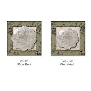 Luxury Elegant 3D Handcrafted White Shell Mother of Pearl Bloom Rosette Sculpted Wall Decor | Black Framed