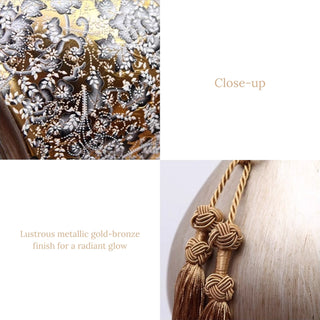 Luxury Gold Bronze Decorative Vases | Set of 2 | Textured Tassel Embellished