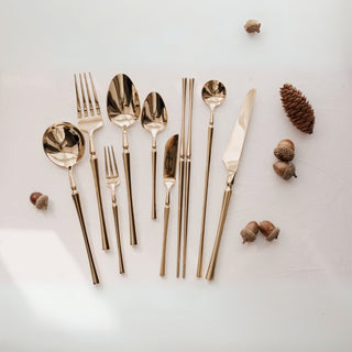 Luxury Gold Finish Cutlery Set | Modern Stainless Steel Flatware for Elegant Dining