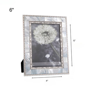 Luxury Mother of Pearl Inlay Photo Frame | Elegant Silver Edge