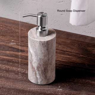 Luxury Natural Stone Bathroom Accessory Set | 5-Piece Solid Marble Vanity Organizer | Natural Beige Finish