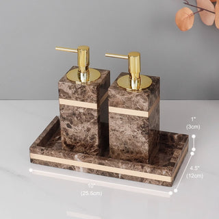 Luxury Premium Natural Brown Marble Bathroom Vanity Set Organizer | Spa Style Accessories