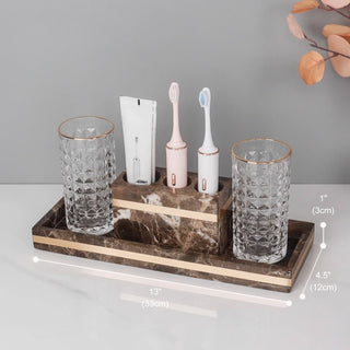 Luxury Premium Natural Brown Marble Bathroom Vanity Set Organizer | Spa Style Accessories