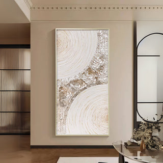 Luxury Shimmering 3D Handcrafted Mother of Pearl | Sand Textured | Champagne Gold Framed