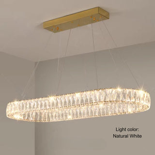 Luxury Sparkling Oval 3-side Crystal Chandelier | Luxury Dining Pendant Lighting