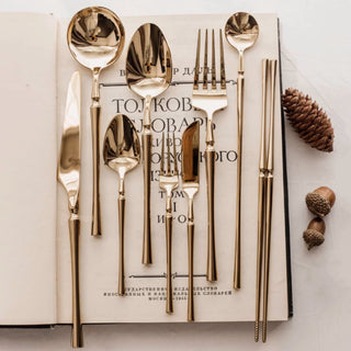 Luxury Gold Finish Cutlery Set | Modern Stainless Steel Flatware for Elegant Dining